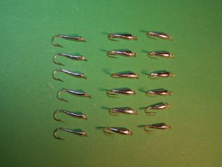 18 Unpainted Lip Head Rocker Ice Fishing Jigs size 8 for Bluegill