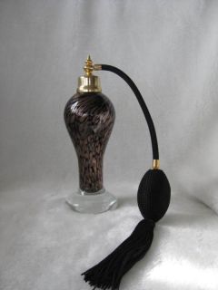 Murano Italian Brown Art Glass Perfume Bottle Atomizer