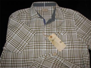 Tommy Bahama New TD34805 Paradise Heights Check Fig Camp Shirt Large L
