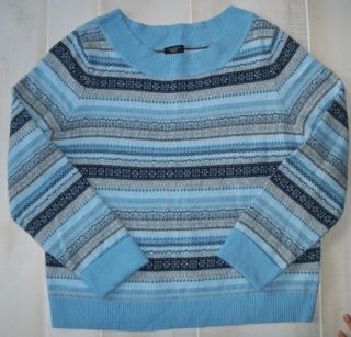  TALBOTS sz XL Petite Light Blue Fair Isle Sweater Womens Fall/Winter