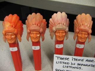 Pez Indian Chief 1 Item Marble Color Headdress 1970s H