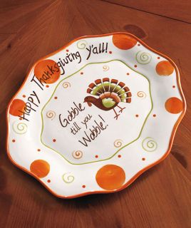 Gobble Turkey Thanksgiving Serving Platter Dish Egg Plate 3 Section