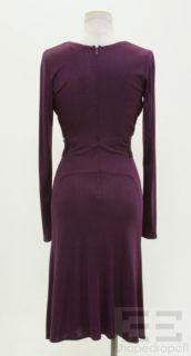 Issa London Royal Purple Silk Gathered Front V Neck Dress Size US6