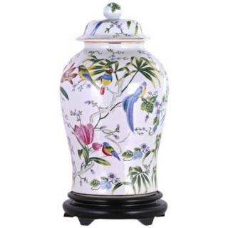 Floral Painted Porcelain Temple Jar with Base   #V2674  