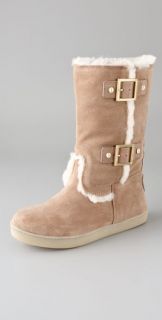 Tory Burch Shearling Boots with Buckles