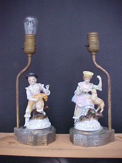  Porclain Figurine and Metal Table Lamps Capital Mould & Casting Co NY