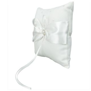 Pearl Satin Wedding Ring Cushion Bearer Pillow with Sash Ivory