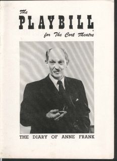  of Anne Frank Playbill 11/5/56 Gusti Huber Jack Gilford Cort Theatre