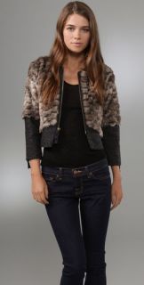 Juicy Couture Faux Fur & Herringbone Jacket
