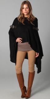 Foley + Corinna Knit Poncho with Leather Buckles