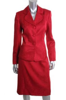 Le Suit New Majestic Courtyard Red Jacquard 2pc Pencil Skirt Suit 8
