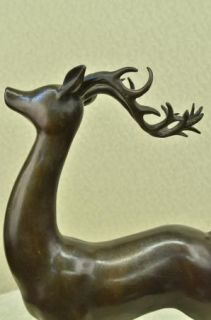  Bronze Art Sculpture Figure Stag Buck Figurine Bronze Art Deco