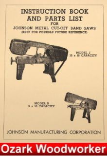 Johnson J B Metal Cutting Band Saw Op Part Manual