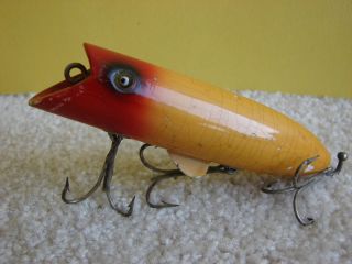 Vintage Shakespeare Jack Smith Wooden Lure w Glass Eyes