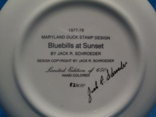  Edition Duck Stamp Ceramic Plate 82 0f 650 Jack R Schroeder