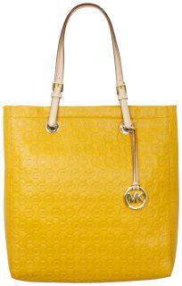 Michael Kors Jet Set North South Tote Leather Logo Marigold Yellow New