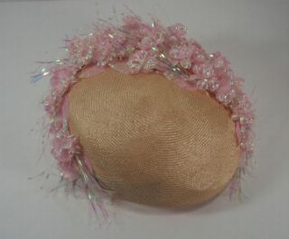 Vintage Jack McConnell Boutique NY Straw Hat with Pearls Silk Flowers