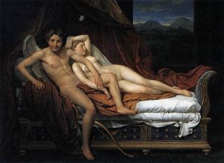 Cupid and Psyche Jacques Louis David Oil Painting Repro