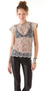 Ellery Celtic Lace Tee with Leather Sleeves