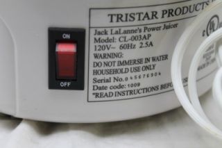 Jack Lalanness Power Juicer CL 003AP Heavy Duty Juice Extractor