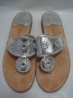Jack Rogers Silver Metallic Leather Navajo Sandals Size 7