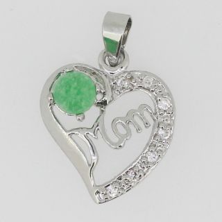 Sparkling Green Jade Mom Pendant Necklace