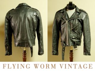Vintage VTG M Blk Leather Thinsulate Biker Jacket By Wilsons, No