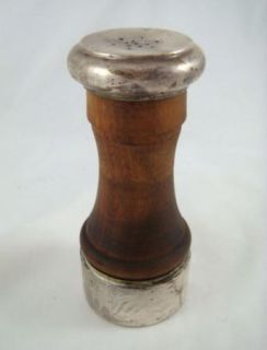 Vintage Garden Salt Pepper Wood Sterling Silver Shaker Made in Italy