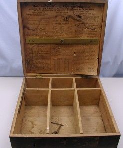 Antique Dovetail Wooden Display Box James H. Boye Curtain Fixtures