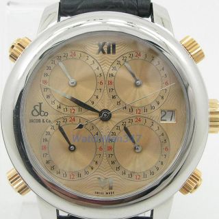 Jacob Co Automatic Watch H24 Swiss Timezone Chronograph Date Limited