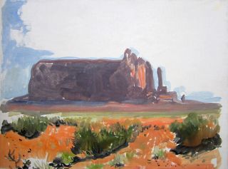 James Swinnerton Signed 1922 Early Desert Landscape Original Oil