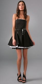 alice + olivia Sabeen Strapless Dress with Chains