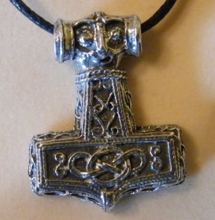 Small Viking Mjolnir Thors Hammer Pewter Pendant Necklace Viking God