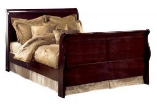 Ashley Janel Queen Sleigh Bed Brown Finish New
