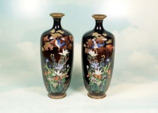 Pair Superb Japanese Antique Cloisonne Vases on Sale