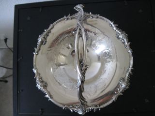 Antique silver plate brides basket large 12/ art nouveau raised edge