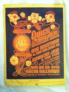 Janis Joplin Quicksilver 1966 FD 36 Poster Moscoso AOR Fillmore Era EX