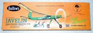 Guillows Javelin Rubber Powered Endurance Flyer Balsa Model Airplane