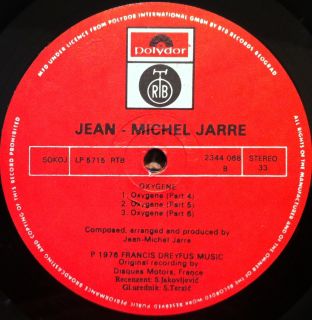 Jean Michel Jarre Oxygene LP Mint 2344 068 Vinyl 1976 Yugoslavia Press