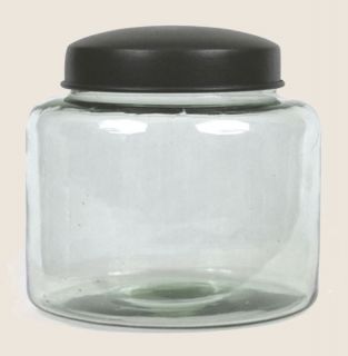 Primitive Small Cylinder Glass Jar with Metal Lid