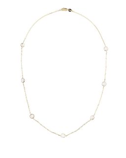  White Topaz Chain Necklace Yellow Gold