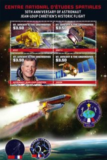 St. Vincent   Astronaut Jean Loup Chretien   4 Stamp Mint Set SAV1206