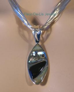 Jay King MINE FINDS Abalone, Green Turquoise & Jet Pendant Sterling