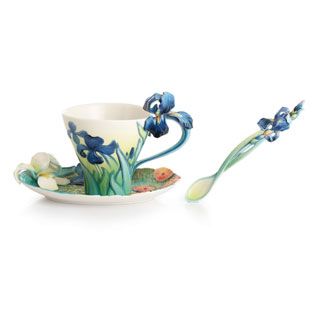 Franz Porcelain Van Gogh Iris Cup Saucer Spoon FZ02453 New in Box Mint