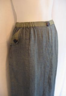 Flax Jeanne Engelhart Blue Sage Artsy Linen Long Skirt 4P 6P