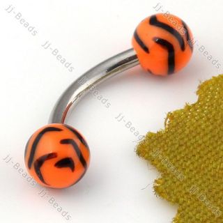 10pc 16g Leopard Print UV Plastic Curved Barbell Eyebrow Ring