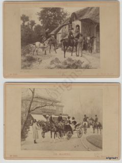 Jean R Goubie Cabinet Cards Madere Lait Equestrian Scene Doll