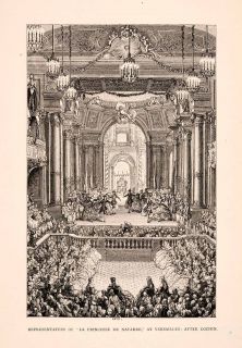  Engraving French Comedy Ballet Theater Versailles Rameau Voltaire Art