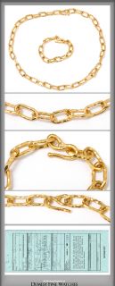 Jean Mahie 22K Large Cadene Chain Link Necklace and Bracelet Set from