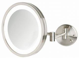 Jerdon 5X Magnification LED Lighted Wall Mounted Makeup Mirror Nickle